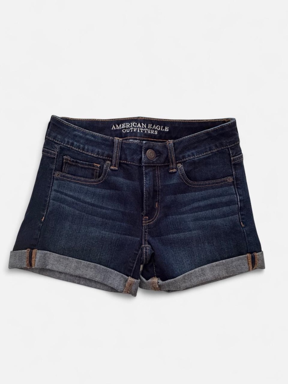 American Eagle Outfitters Dark Indigo Roll-Cuff Denim Shorts